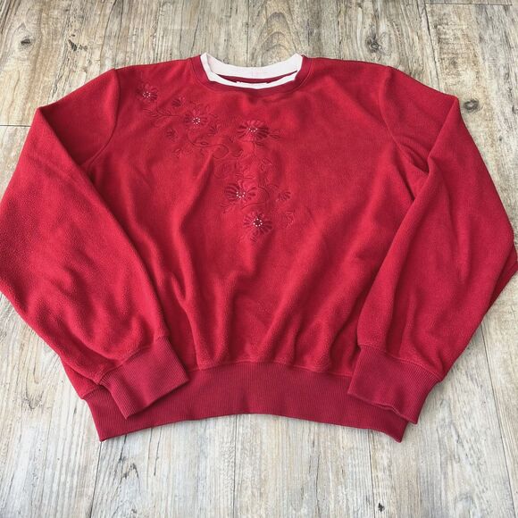Alfred Dunner Vintage Sweatshirt Women's Small Red Floral 90s Granny Grandma - Picture 1 of 7